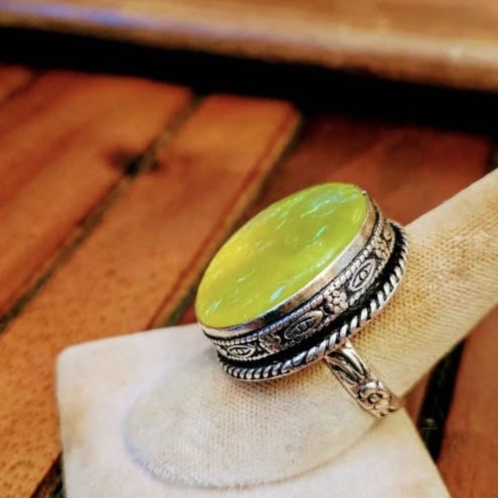 Opal Triplet Silver Statement Ring - image 3